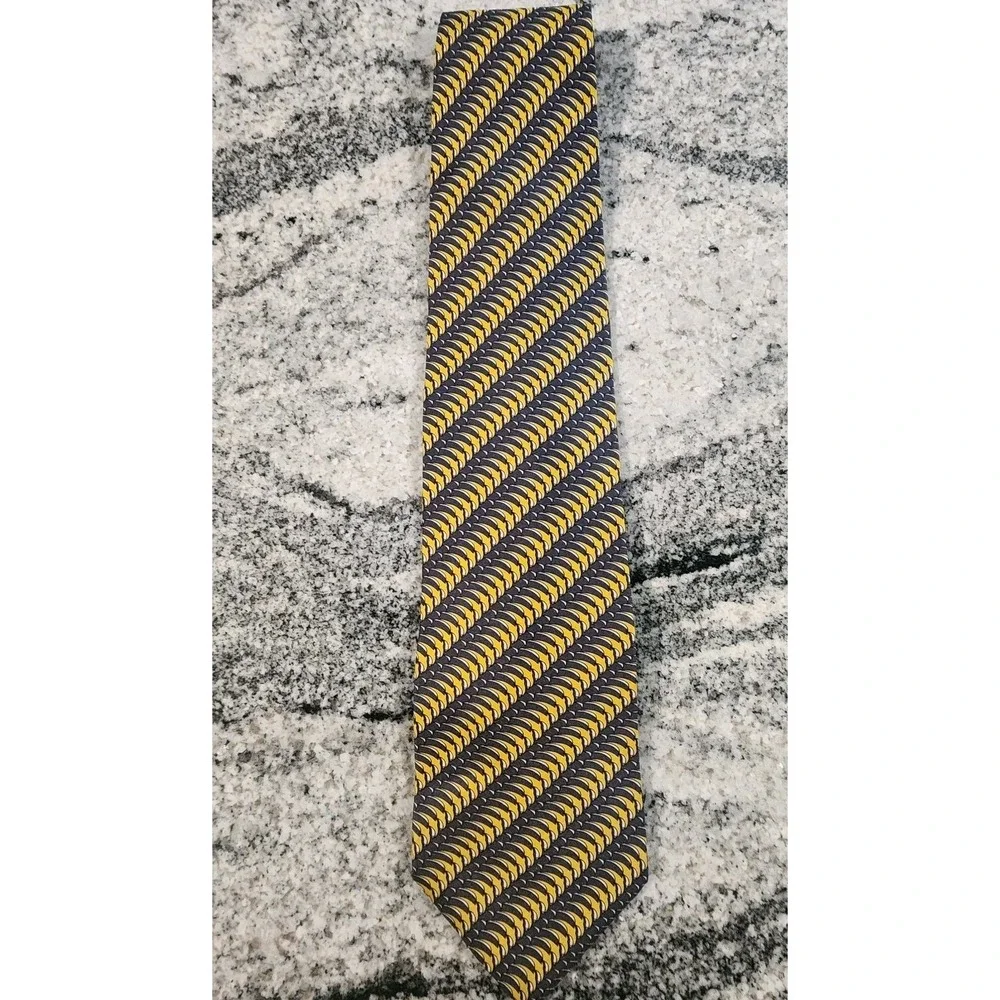 CHRISTIAN DIOR TIE BUNDLE OF 2 SILK USA MONSIEUR YELLOW BLUE PATTERNS DESIGNER